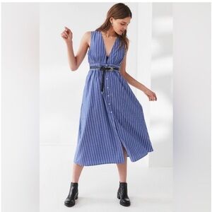 Urban‎ Outfitters Blue Striped Sleeveless Dress Medium Nautical Minimalist